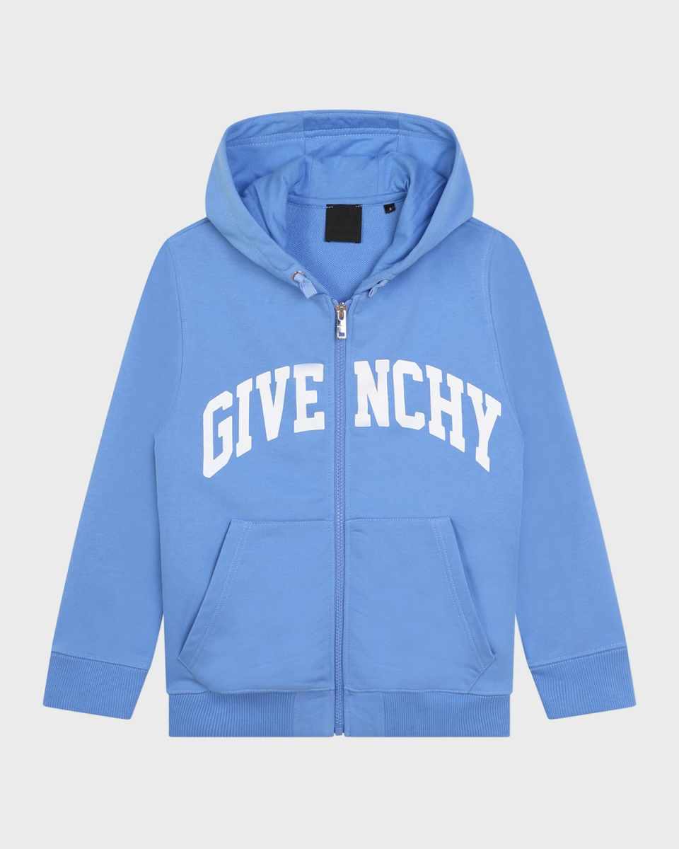 Boy's Hooded Logo-Print Fleece Cardigan, Size 8-14